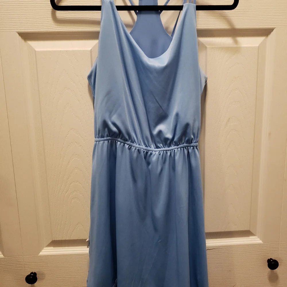 Mine Mini Cross Back‎ Blue Fully Lined Dress Size Meduim.